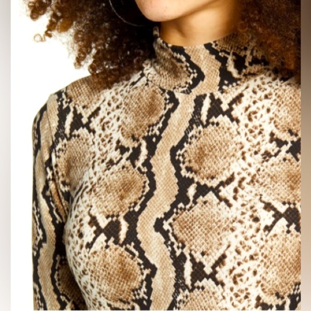 NWT Leith Snake Print Long Sleeve Body-Con Dress size small